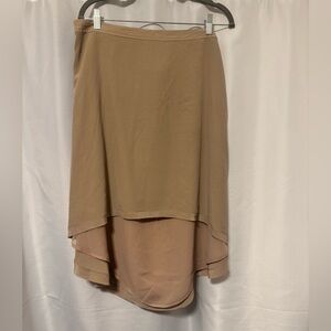 Armani Exchange Taupe High-Low Layered Midi Skirt
